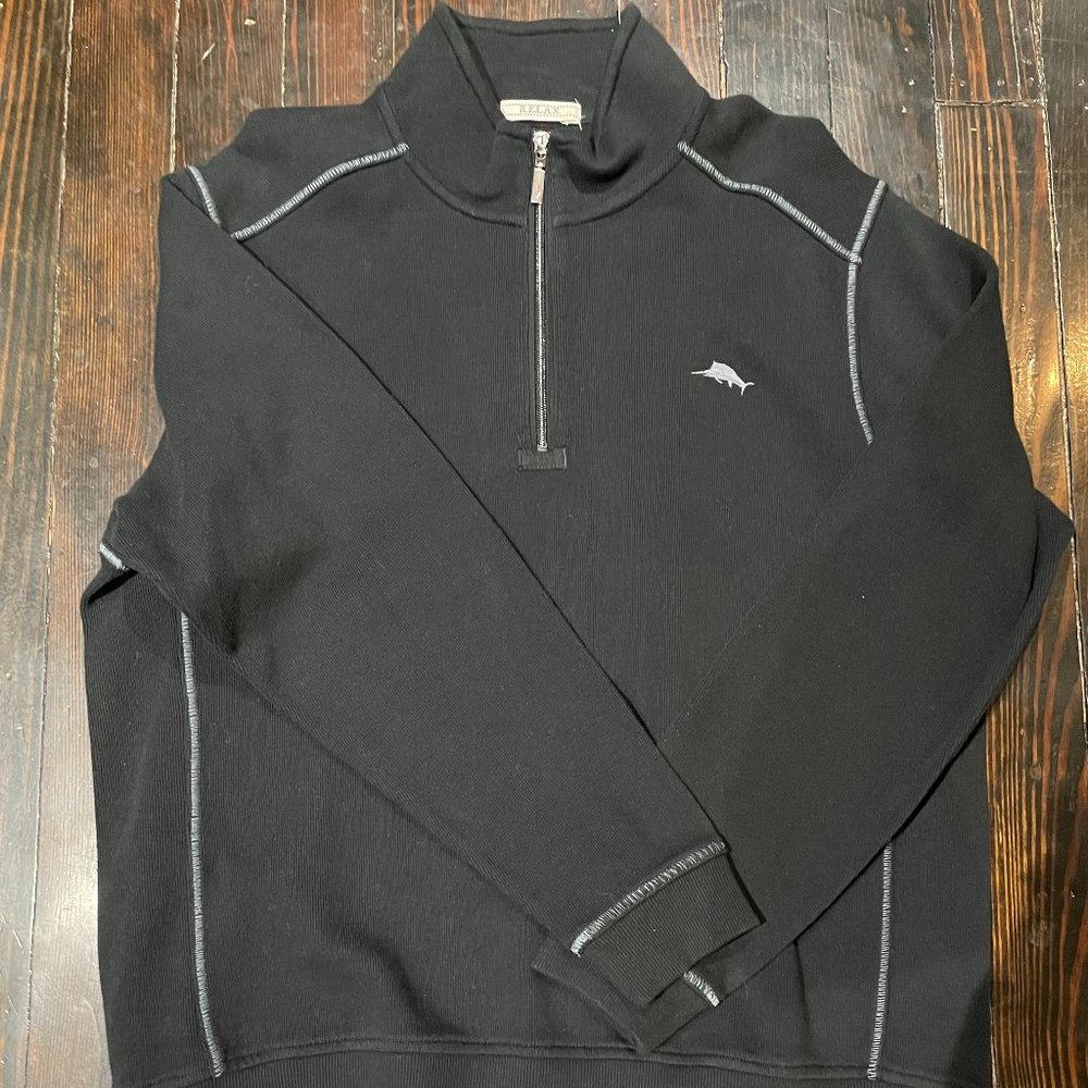Men's Tommy Bahama Antigua Half-Zip Sweater Black Size Large NWT